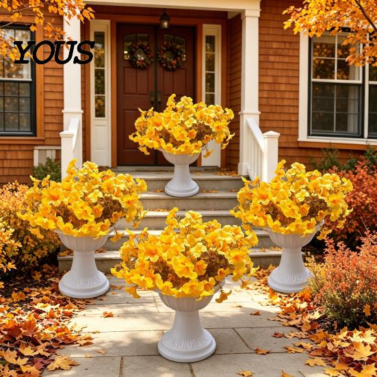 Maintenance Free Fake Greenery Artificial Morning Glory Flower Bouquet, Realistic Plastic Floral Arrangement Decorative Plants for Vases Home