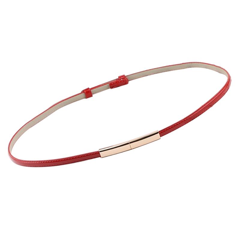 

Регулируемый эластичный женский пояс для платья, тонкий женский ремень с пряжкой, узкий женский ремень красный