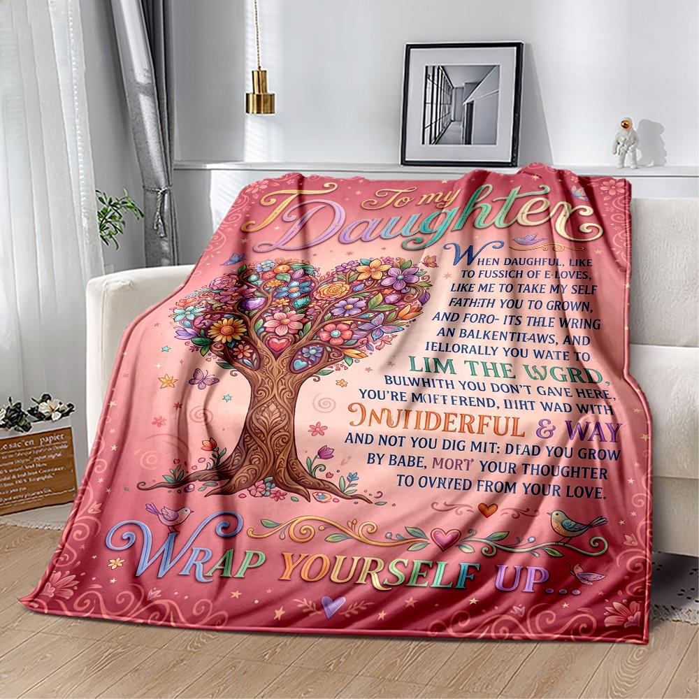 Love Support Daughter Blanket Soft Warm Cozy Great for Picnics Office Bed All-Season Use Modern Perfect Gift for Relatives and Friends