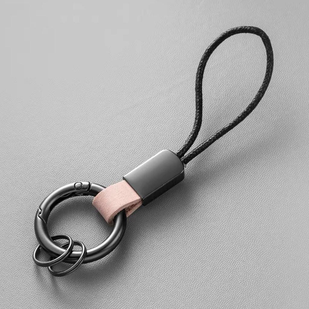 Genuine Leather Keychain Ring - Creative Pendant Keyring for Men & Women