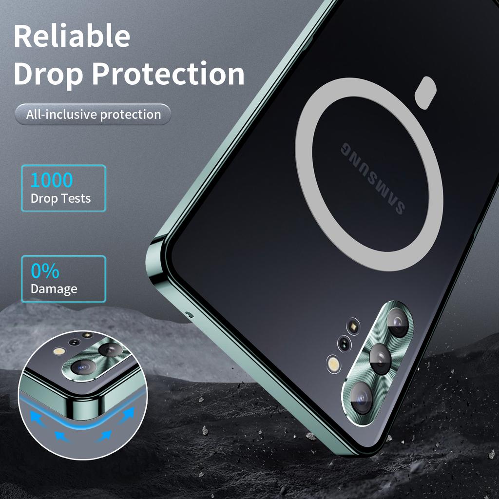 Anti-scratch Phone Cover For Samsung Galaxy Note 10 Plus 4G Metal Edge+Lens Protection Matte Phone Case