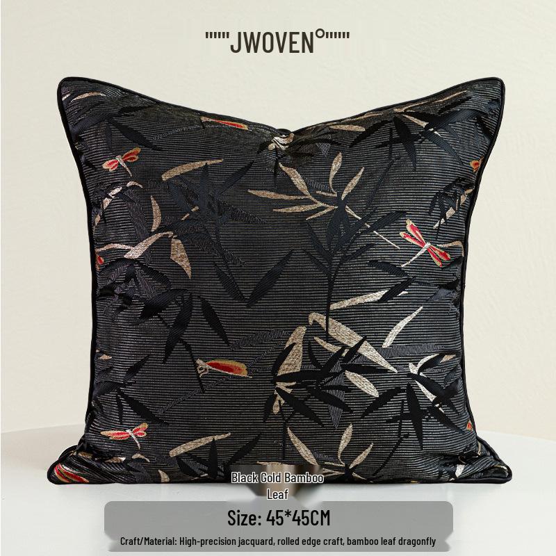 Oriental Pine Crane & Bamboo Embroidered Cushion Set – Chinese Style Sofa Décor