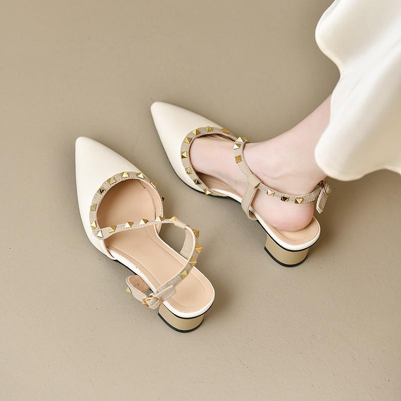 

Pointed wedge sandals women s summer new women s fashion bag head empty sandals high fashion sandals 40 бежевый