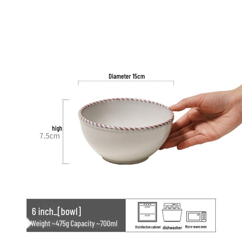 Retro Ceramic Large Bowls for Soup & Vegetables - Practical Tableware for Single Serving