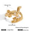 Yori Shiny Cubic Zirconia Openwork Cat Fishbone Ring for Women Daily Temperament Popular Waterproof Jewelry Gift