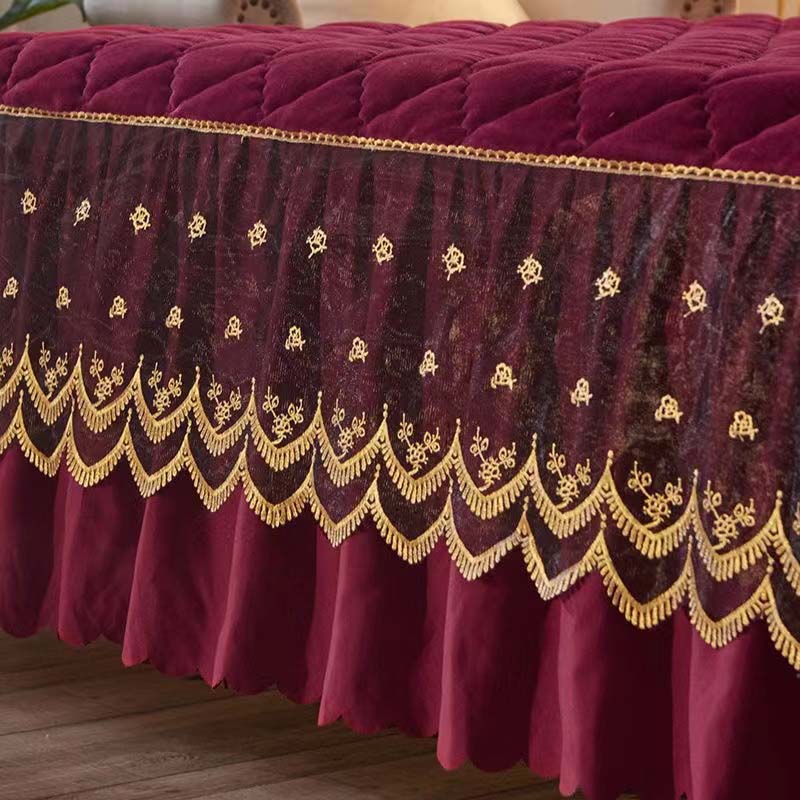 Luxury Winter Quick Warm Velvet Bed Skirt Super Soft Thick Flannel Quilted Bedspread Anti -Slip Bed Cover Not Included Pillowcase