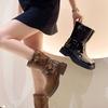 New Motorcycle Boots Women's INS  Shoes Platform Combat Botas Women Boots Trend Goth Cowboy Boot Plus Size 42