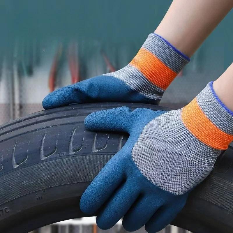 Heavy Duty Safety Work Gloves Palm Coated Knit Fabric for Gardening Repair Anti Slip Durable Hand Protection Work Gloves