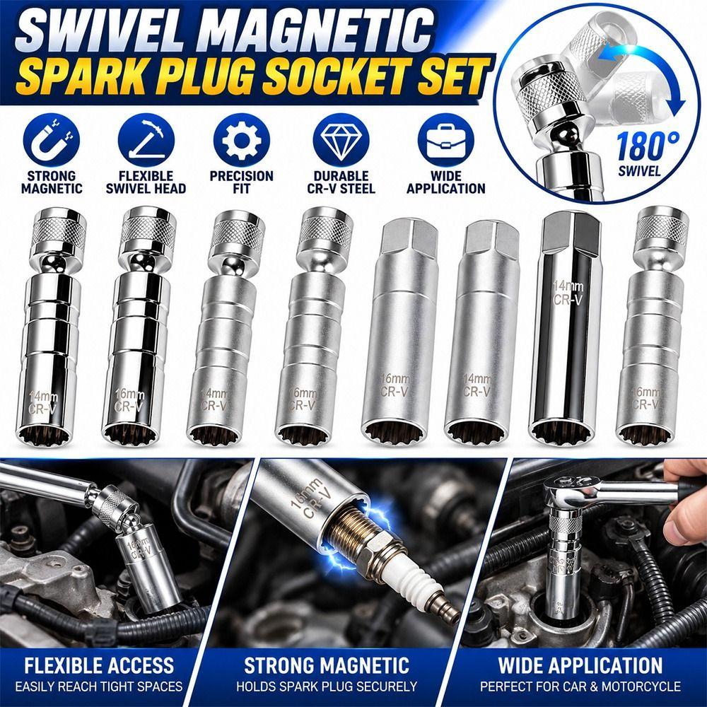 Magnetic Retainer Spark Plug Removal Tool Universal Swivel Garage Tool  Vehicle Maintenance