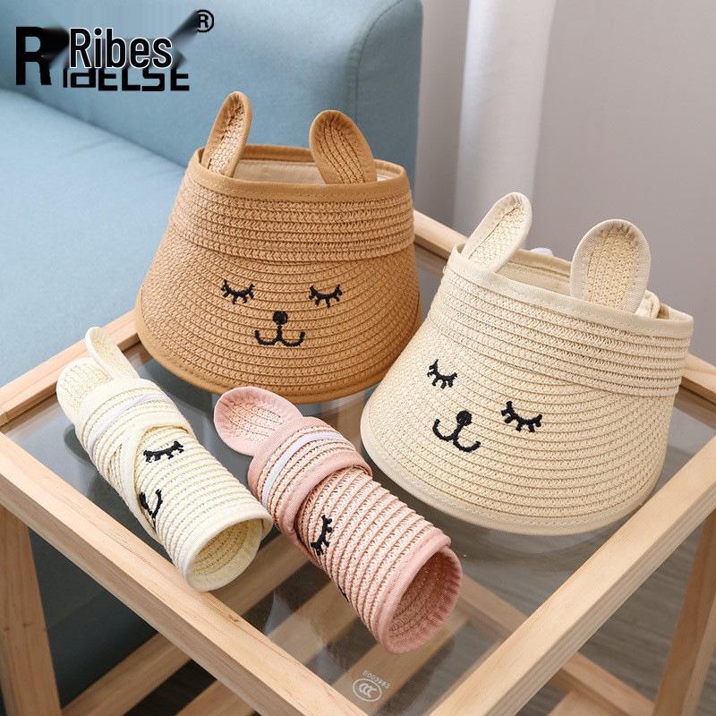Children's Spring and Summer Sun Hat with Adorable Rabbit Ears - Cute, Cartoon Design for Boys and Girls, Offering UV Protection.