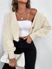 Women's Wool Cardigan Sweater Spring/Autumn Outerwear V-Neck Solid Color Design Oversized Knit Open-Front Cardigan