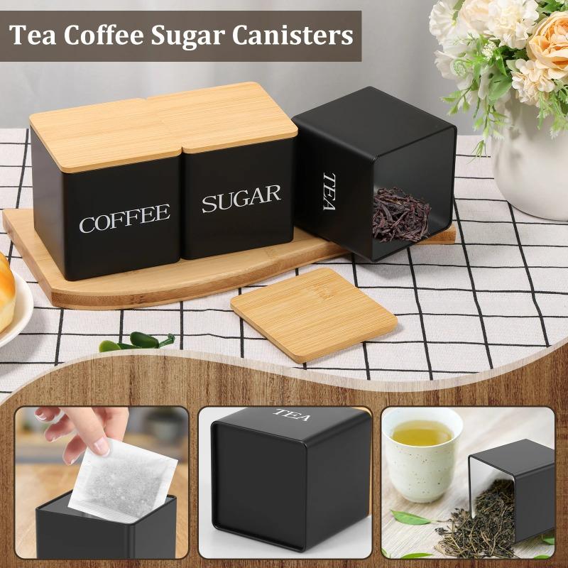 3Pcs/set Coffee Bean Storage Canisters Tea Sugar Vacuum Sealed Jars Iron Canisters Kitchen Cream Can Airtight Lid