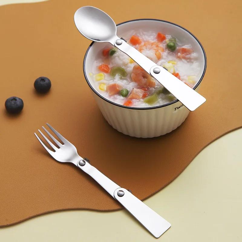 Łyżka lutownicza ze stali nierdzewnej 304 Kreatywna zastawa stołowa Outdoor Portable Three-Fold Spoon Fork Travel Folding Spoon Storage Box