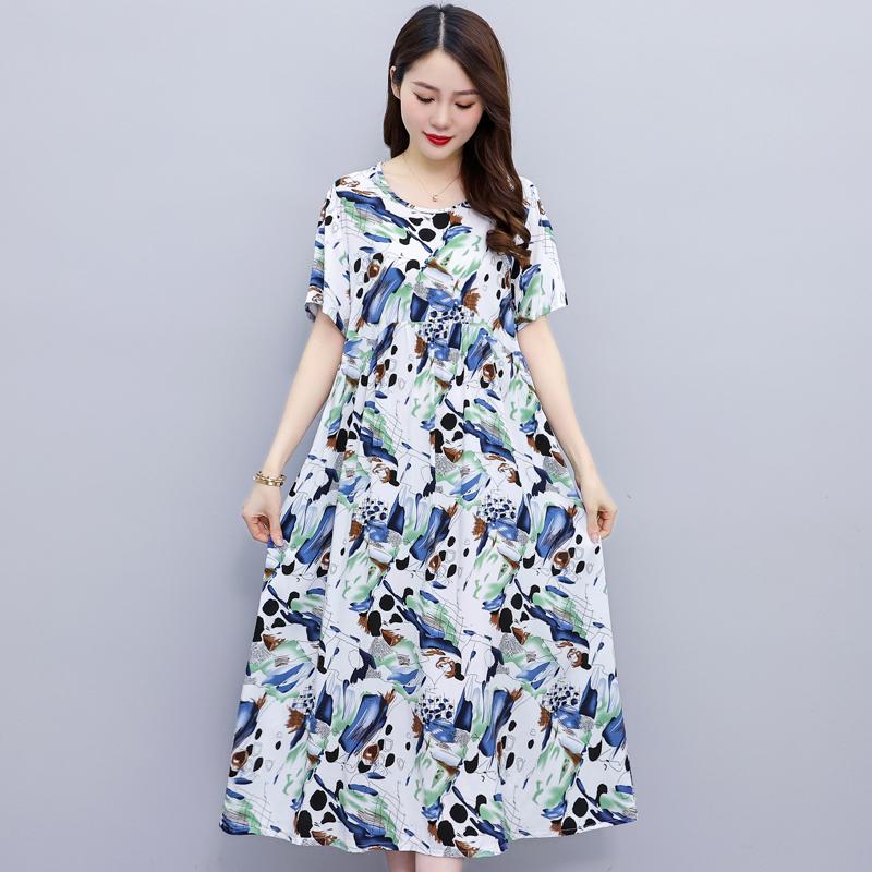 Casualowe letnie sukienki damskie z krótkim rękawem Eleganckie długie sukienki dla pań