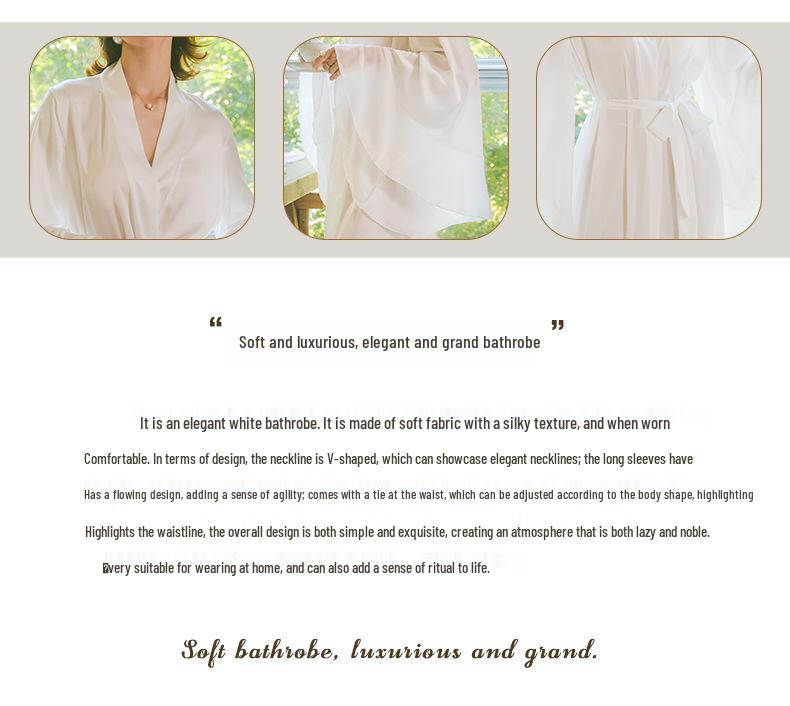 Luxurious Satin Tie-Waist Bell Sleeve Bathrobe - Available In Red, Black, and White