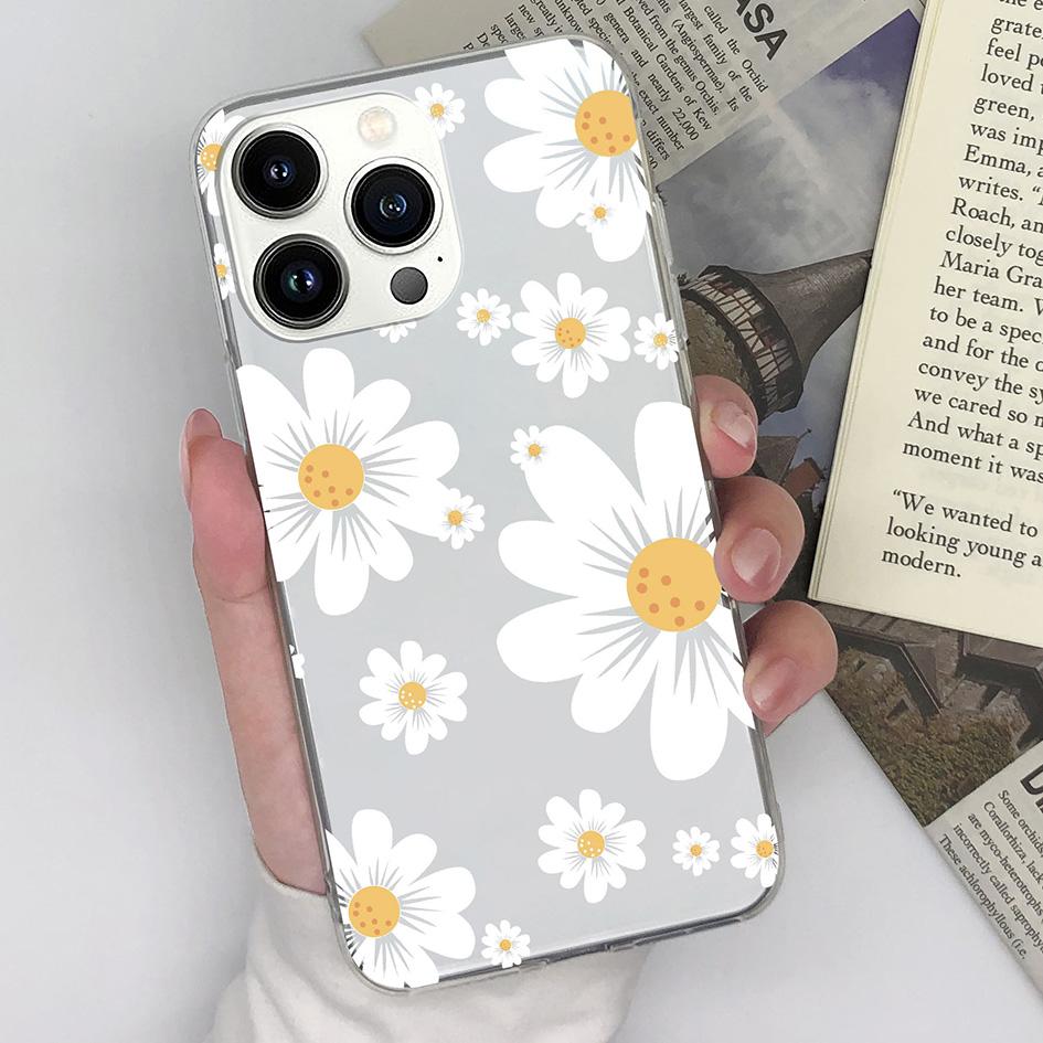 Case Cover For Apple iPhone X XS XR SE 15 14 13 12 11 Pro Max Butterfly Flower Fashion Transparent Matte Shockproof Soft Silicone For iPhone Bumper