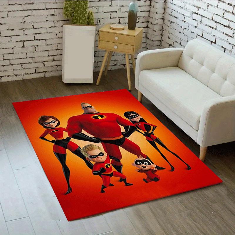 1pc The Incredibles Pattern Area Rug Soft Flannel Floor Mat for Living Room,Office,Bedroom and Carpet,Sofa Coffee Table Floor Mat