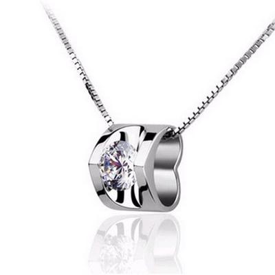 Modische Damen Herz Zirkon Anhänger Liebeskette Schlüsselbeinkette Studenten Damen Schmuck