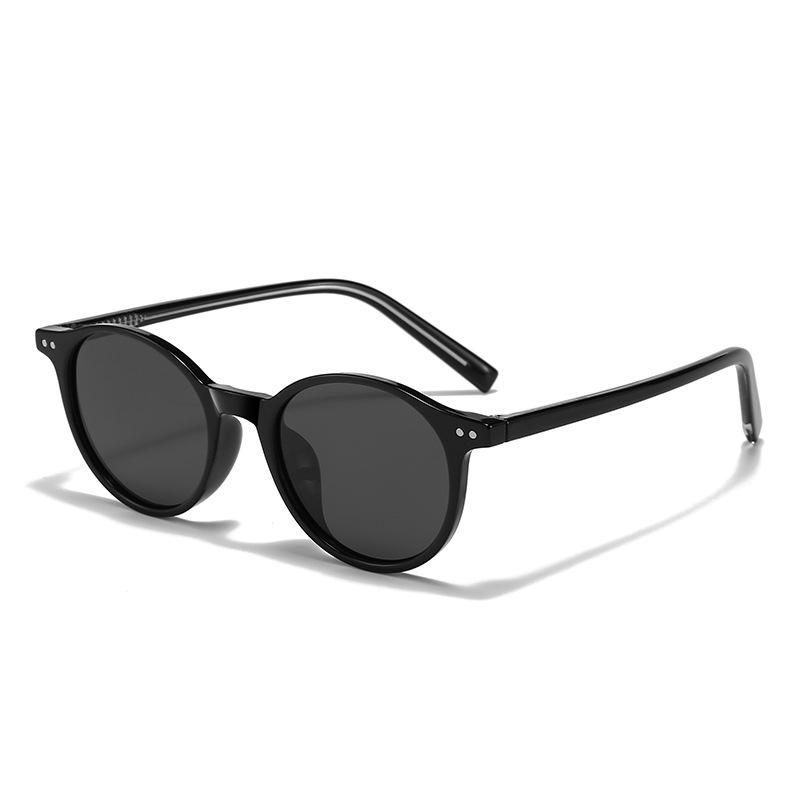 Vintage round frame rice nail pin polarized sunglasses men and women fashion Internet celebrities personality trend advanced sense sunglasses