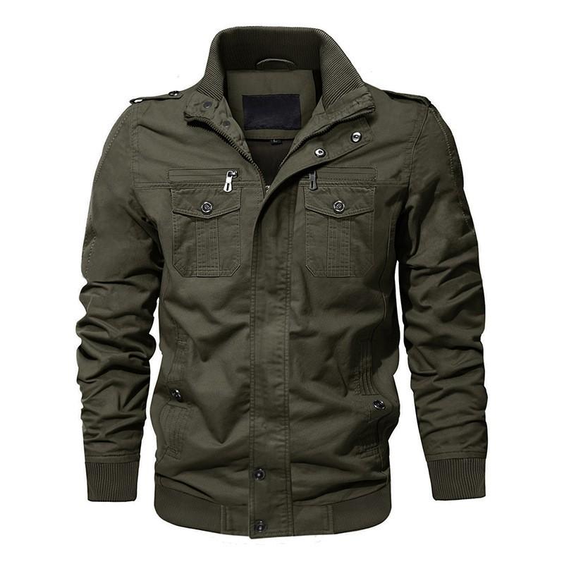 Men's Casual Color Jacket Zipper Pocket Stand Collar