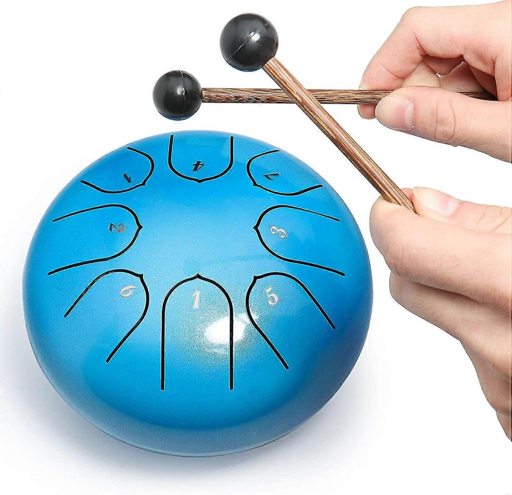 Stahlzungentrommel, 8 Töne, 6 Zoll, Chakra-Tanktrommel, Stahlpercussion, gepolsterte Reisetasche und Schlägel