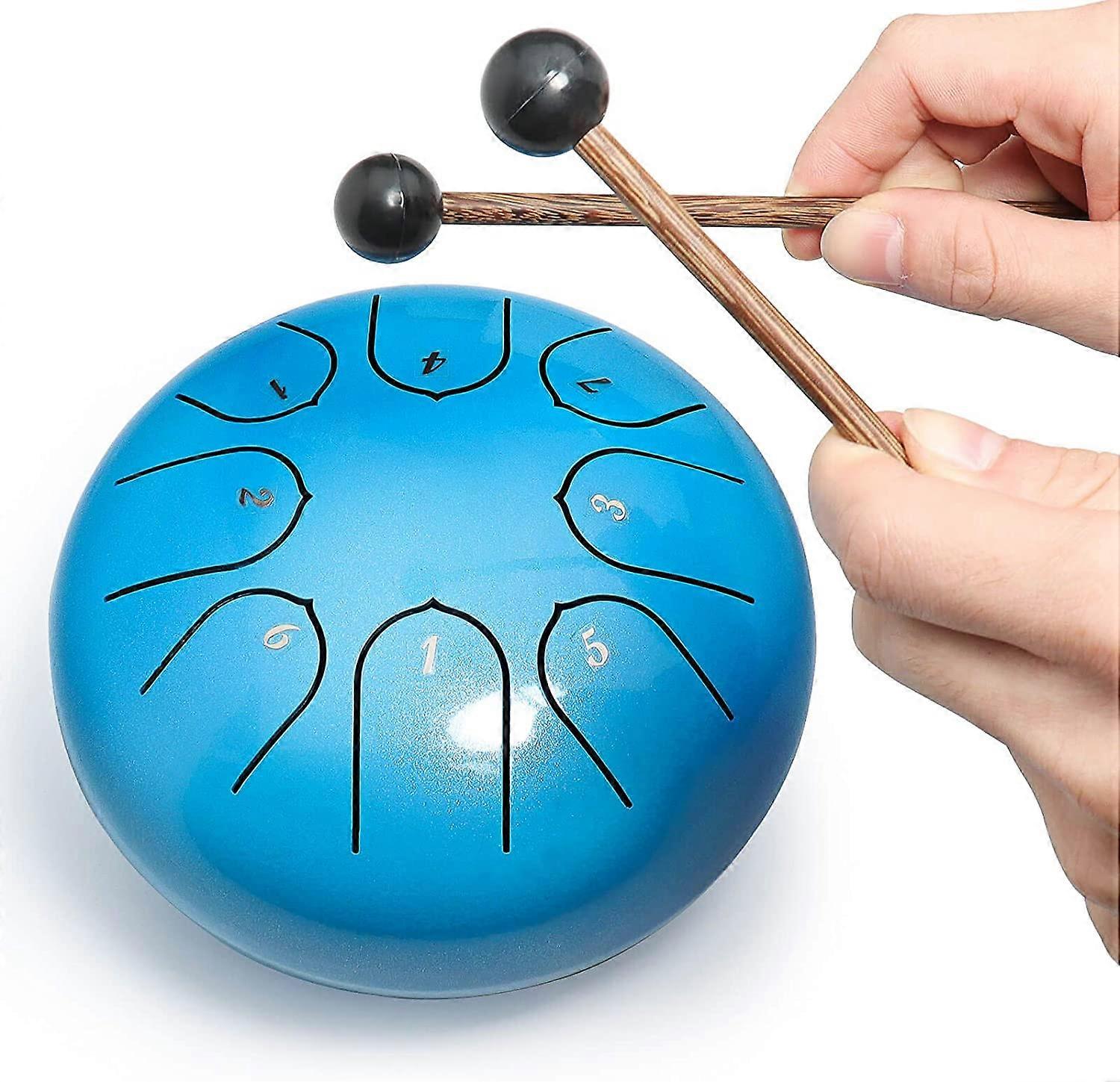 

Стальной язычковый барабан 8 нот 6 дюймов чакра танк барабан стальная перкуссия мягкая дорожная сумка и молоточки синий