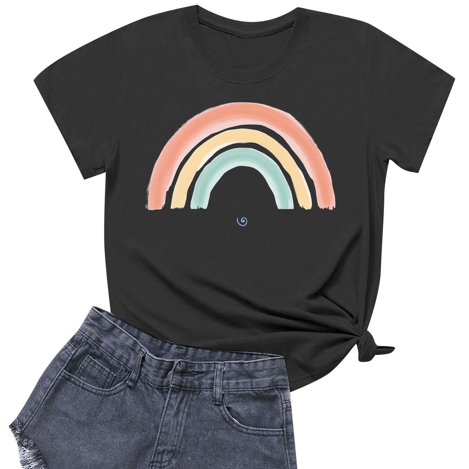 

Женская повседневная футболка с круглым вырезом и короткими рукавами с принтом M чёрный