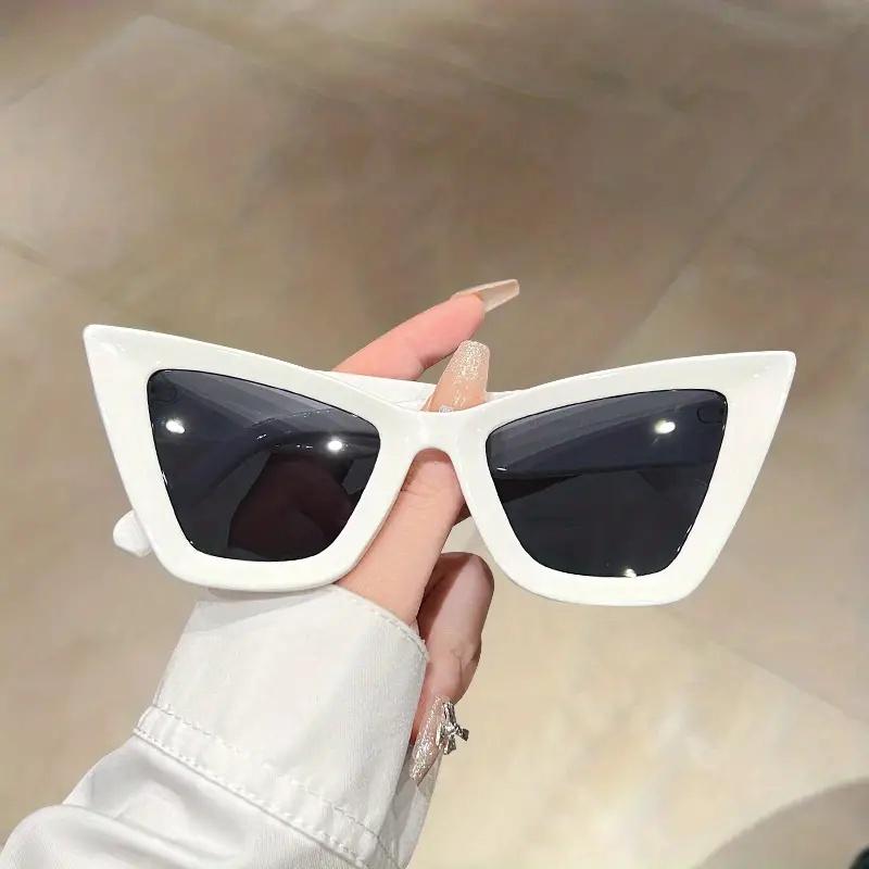

Большие солнцезащитные очки «кошачий глаз» для женщин и мужчин, градиентные очки в желеобразной оправе для летних пляжных вечеринок белый