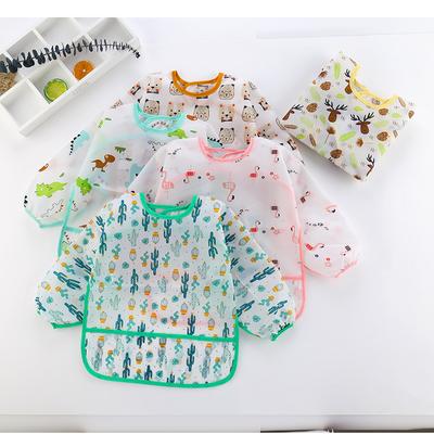 Baberos para bebé impermeables con estampado de dibujos animados delantal de manga larga material de alimentación para niños