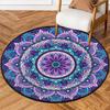 Purple Blue Mandala Floral Round Rug Non Slip Washable Floor Mat for Living Room Bedroom Boho Ethnic Indoor Home Decor