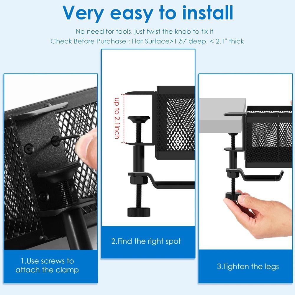 Metal Clip Under Desk Headphone Hanger Anti-Spill Earphone Storage Rack  Desktop Organizer