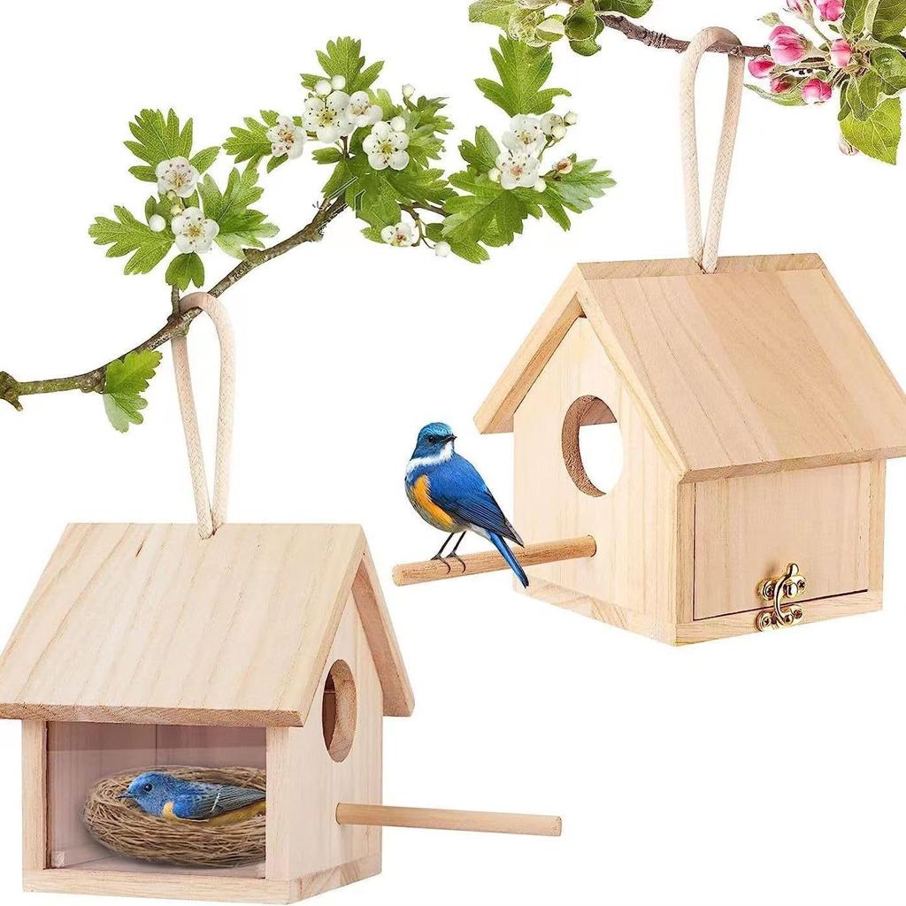 Bird Nest Acrylic Bird House Completed Product Hanging Wooden Wild Bird Observation Bird Nest Nest Box Wild Bird Outdoor Bird Watching [Wild Box]