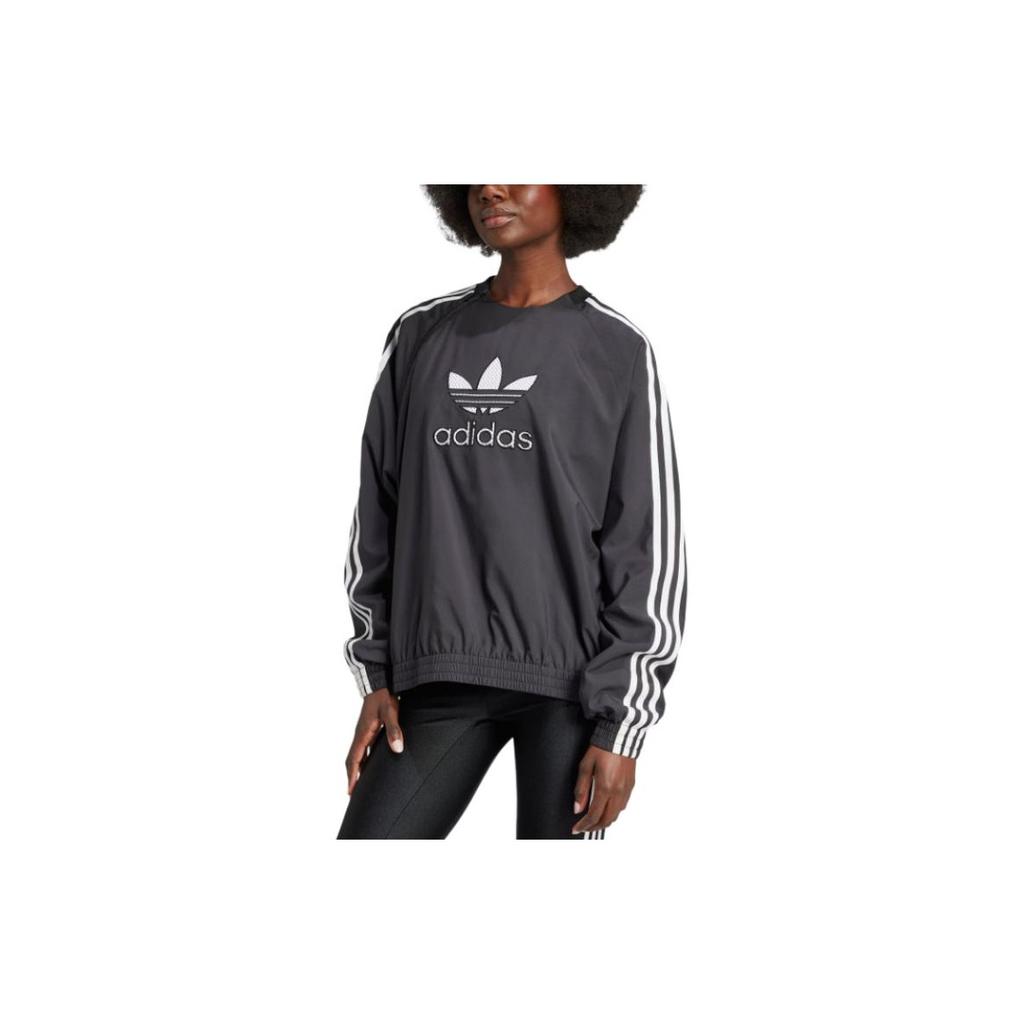 Adidas Originals Adilenium Ss24 Crew Sweatshirt Fashion Long Sleeve Round Neck Sports Sweatshirt Women Sweatshirt Black JM9269