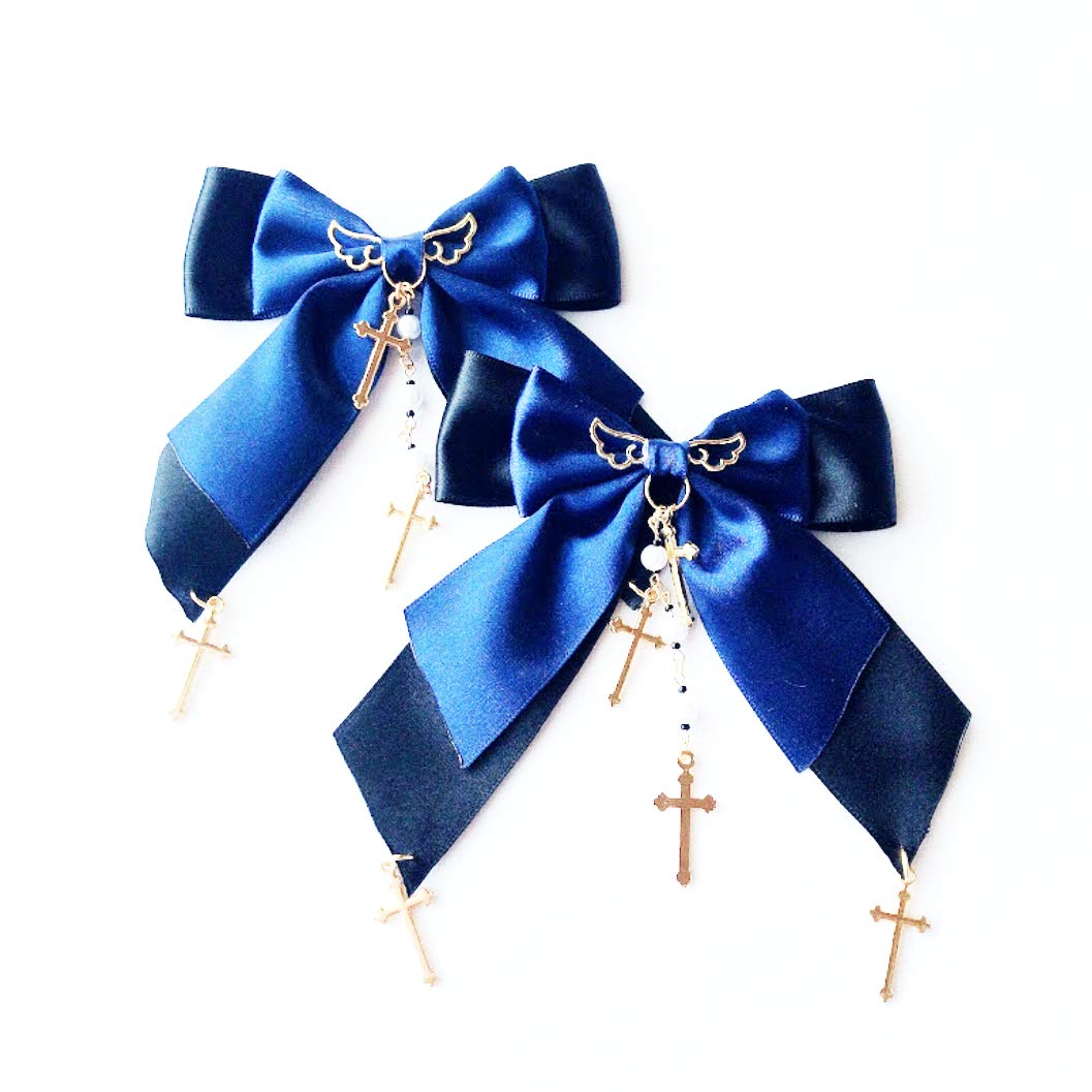 

Onoderaya Penguin Land Flickering Cross Rosary Prayer Ribbon Gold Hair Clip Set of 2 x (Black Blue)