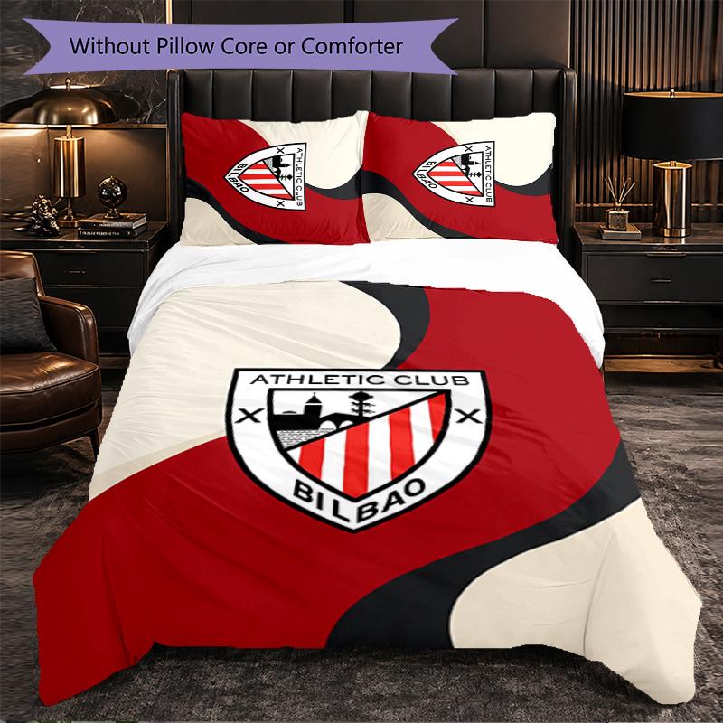 Set Biancheria da Letto 3 Pezzi Calcio Athletic Bilbao Morbido Copripiumino con Federe Set Decorazione Camera da Letto per la Casa