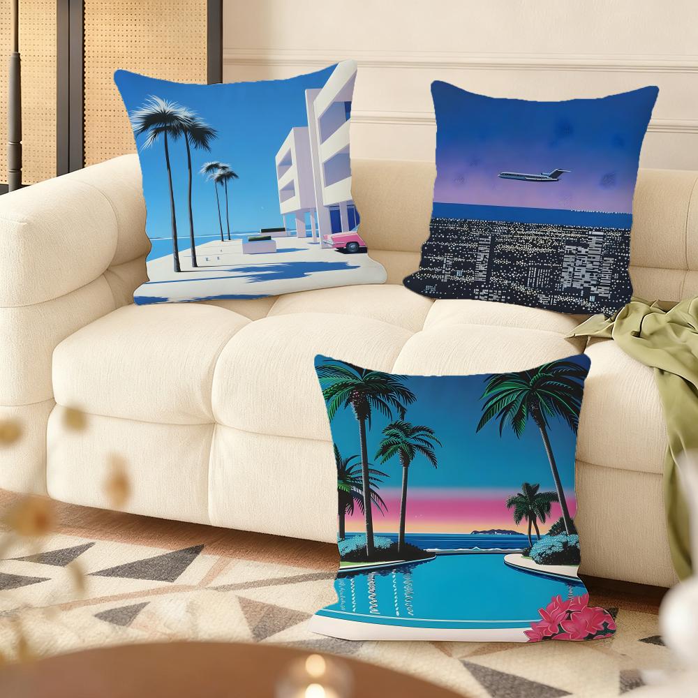 HHiroshi NNagai Cushion Cover Natural Linen Organic Fabric DoubleSided Printing Couch Pillow Covers Home Decor