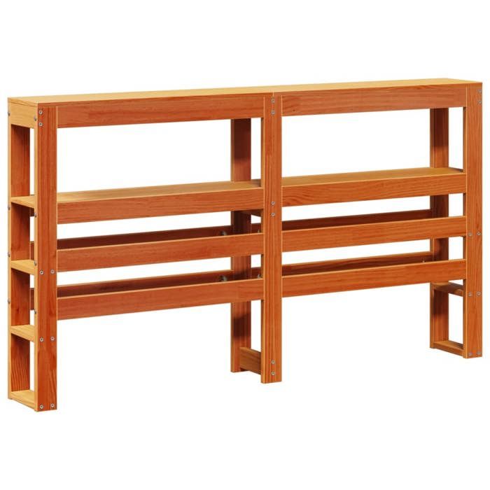 VidaXL Tête de lit avec étagères marron cire 120 cm bois massif de pin, tête de lit en bois, tête de lit avec rangement, 850892