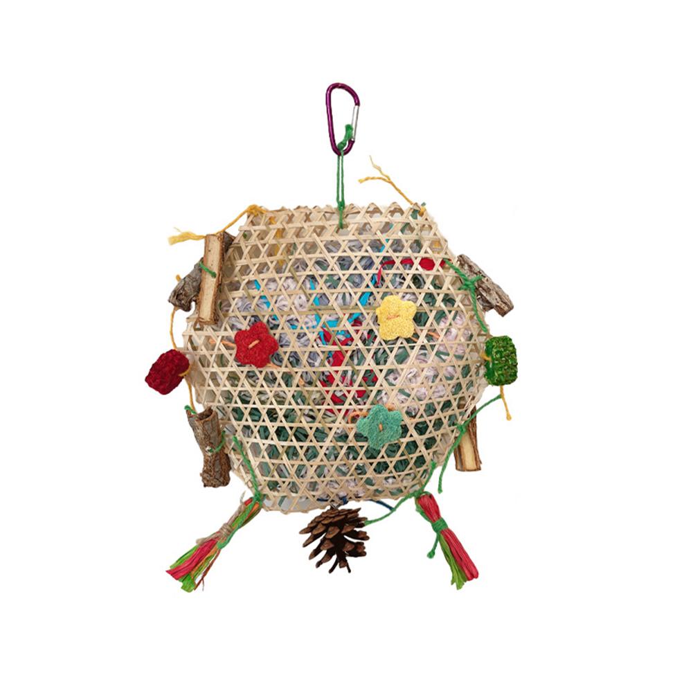 Bird Toys, Foraging Shredder Hanging Toys With Metal Hook, Bamboo Frame, Bamboo Woven Porous Structure Bird Cage Accessories For Cockatiel Budgies