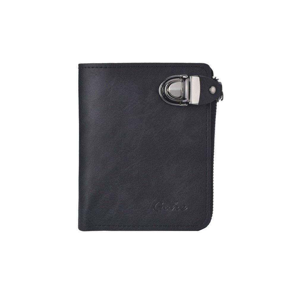 

Buckle Men s Wallet Solid Color Leather Coin Purse Fashion Business Card Holder Daily чорний