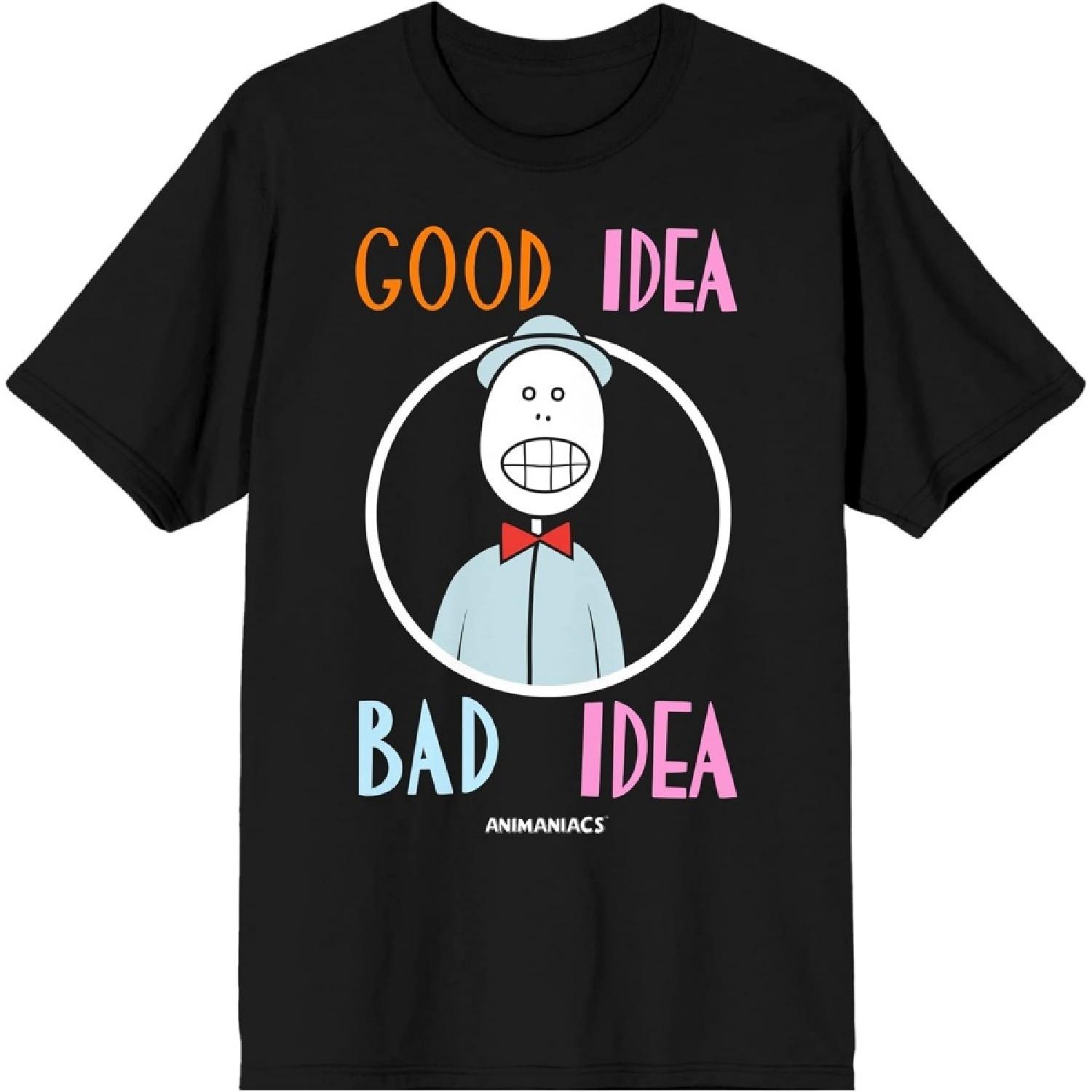 Animaniacs Good Idea Bad Idea Men s Black T-shirt S