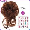 Kudrnaté donutové drdolové příčesky Syntetické ombre elastické updo drdoly Nadýchané rozcuchané rozcuchané drdoly do vlasů pro ženy sponky do vlasů hnědé