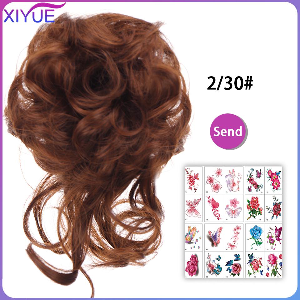 Kudrnaté donutové drdolové příčesky Syntetické ombre elastické updo drdoly Nadýchané rozcuchané rozcuchané drdoly do vlasů pro ženy sponky do vlasů hnědé