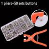 50 Sets Pressure Buttons with Manual Pressure Pliers Metal Plastic Buttons for DIY Sewing Clothes Hats Bags Includes 50 Fasteners Storage Box