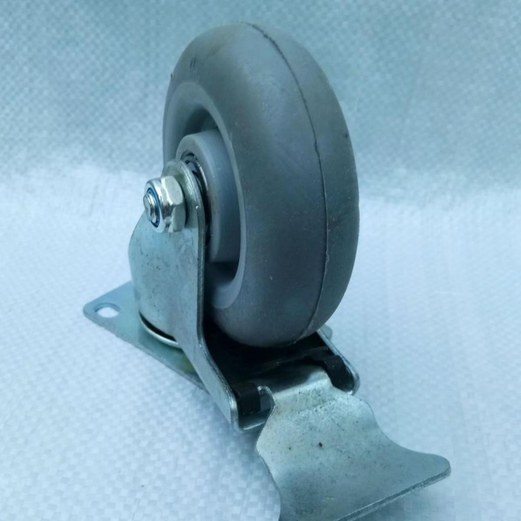 4-inch Medium-Duty Gray TPR Rubber Wheel with Double Bearing Plate Brake