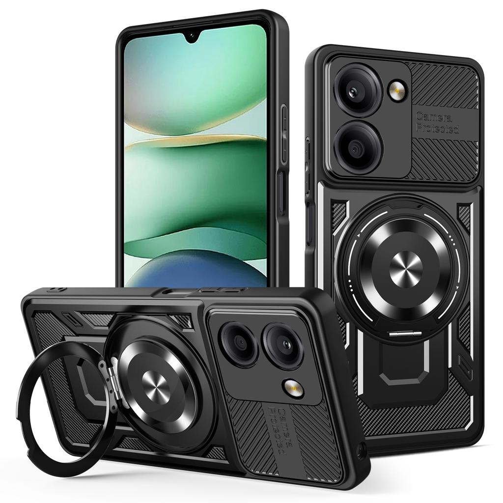 For Xiaomi Redmi A5 4G (171.7mm)/Poco C71 4G Magnetic Case Rotating Kickstand TPU+PC Phone Cover
