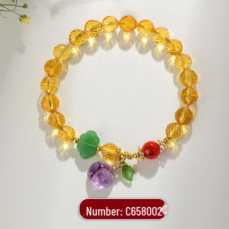 

Натуральный ограненный цитрин браслет с бусинами в виде цветка пиона - Модное украшение-бестселлер в подарок