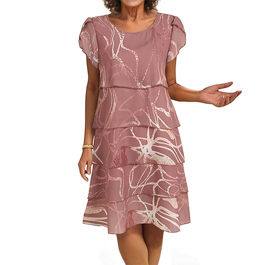 Shot Sleeve  Boho Dress For Women Casual Loose Fit Summer Sundress Print Dress