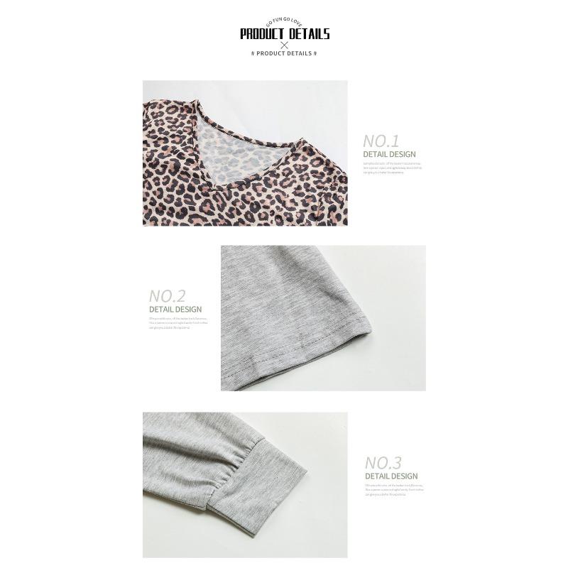 Leopard Print Patchwork Long Sleeved Top Women's V-neck Pullover Casual Hoodie Loose Simple Commut Bottoming Shirt Autumn
