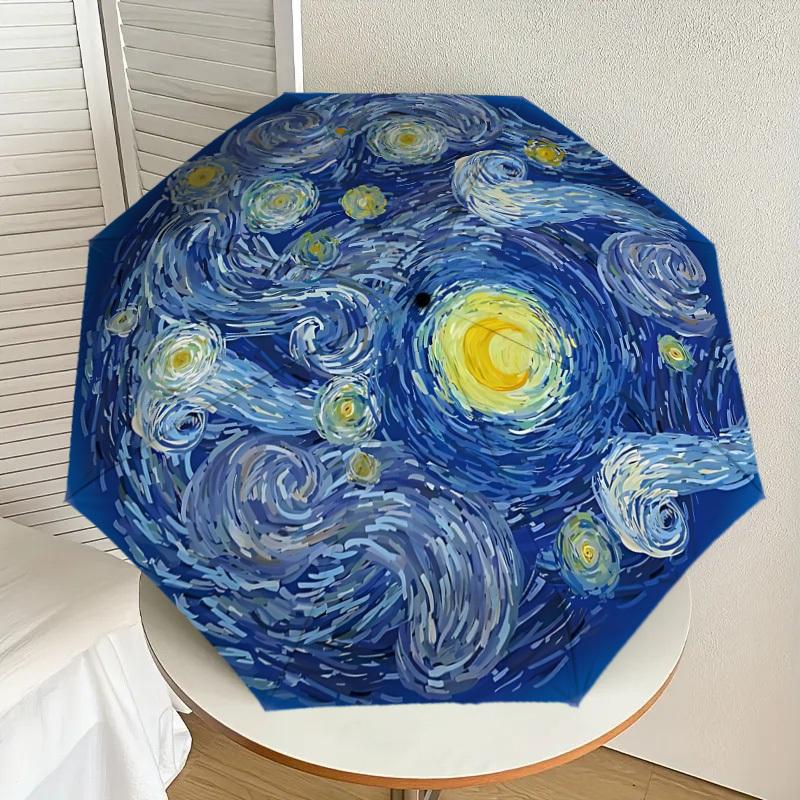 

1pc Starry Night Automatic Folding Umbrella, Heavy-Duty 8-Rib Construction, Perfect for Everyday yy251114121