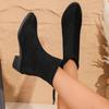 Fashion Fall New Pointed Toe Suede Rear Zip Block Heel Booties Women's Fashion Rear Zip Anti-Slip Wear-Resistant Single Boots
